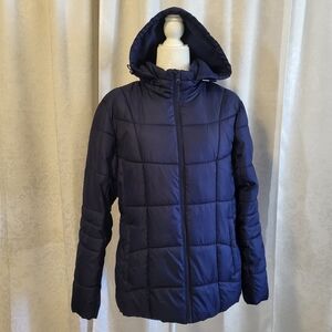 Faded Glory Women's Puffer, Quilted Hooded Jacket, Coat, Size XL, 16-18, Blue